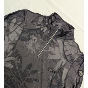 Killtec Floral Camo Gray 1/4 zip pullover performance long sleeve Wms Lg sz 14